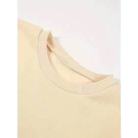 Women'S Casual Sports Fashion Bear Basketball Pattern Crew Neck Sweatshirt Set with Knit Fabric, 100% Polyester Material, Fall/Winter Season, Slight Stretch Fabric, Solid Color Pants - Athletic Loungewear Outfits