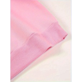 Women'S Casual Sports Fashion Bear Basketball Pattern Crew Neck Sweatshirt Set with Knit Fabric, 100% Polyester Material, Fall/Winter Season, Slight Stretch Fabric, Solid Color Pants - Athletic Loungewear Outfits