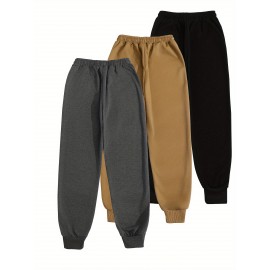 3-Pack Women'S Chicago Letter Print Sweatpants, Elastic Waist Casual Joggers, Polyester Knit, Loose Fit, Pockets, All-Season Sportswear, Adult Sizes