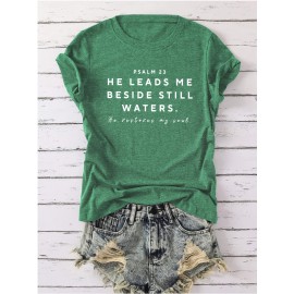 Women's Turquoise Christian Faith T-Shirt with Psalm 23 