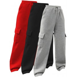 3pcs Women'S Cargo Pants - Solid Color Athletic Joggers with Drawstring Waist, Multiple Pockets, Elastic Cuffs & Hem, All-Season Comfort for Casual & Wear, Jogging Pants, Wear, Functional Pockets, Durable Fabric