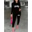 [Casual Two-Piece Set] FLS9300WM23 Women's Casual Two-Piece Set: Soft Stretch Fabric, Black Long Sleeve 