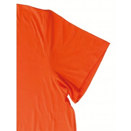 Plus Size, Women's Breast Cancer Awareness T-Shirt with Pink Ribbon & Survivor Silhouettes - Plus Size 0-5XL Oversized Short Sleeve, Soft Polyester, Round Neck Casual Comfort Fit, Year-Round Wear, Ideal Gift for Cancer Support (Vibrant Orange)