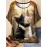 Plus Size, Women's Plus Size Oversized Cat T-Shirt - Fantasy Forest Print with Black & White Kittens, Castle & Golden Leaves - Soft Stretch Round Neck Short Sleeve Summer Top for Casual & Elegant Outfits (Machine Washable) - Cat Lover Apparel