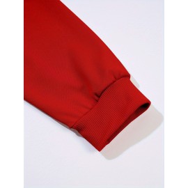 Plus Size Christmas Santa Print Sweatshirt, Casual Long Sleeve Crew Neck Pullover Sweatshirt, Women's Plus Size Clothing