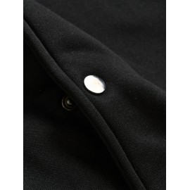 [Jesus Letter Print Coat] Women's Jesus Letter Print Coat - Black & White Color Block Jacket, Machine Washable Winter Outerwear for Church, Everyday & Special Events - Faith-Based Women's Clothing, Casual Cold Gear, Sleek Fabric Finish