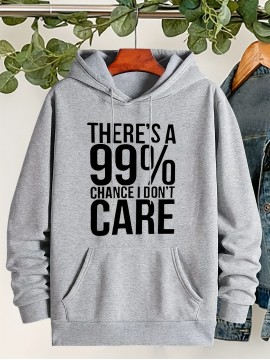 Plus Size Cozy Chic Letter Print Drawstring Hoodie - Soft Warm Fleece Lined Long Sleeve Sweatshirt with Relaxed Fit for Fall & Winter - Women's Comfortable Casual Wear for Everyday
